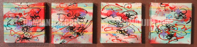 City Flowers, Vol I, II, III, IV Mixed Media 5" x 5" each